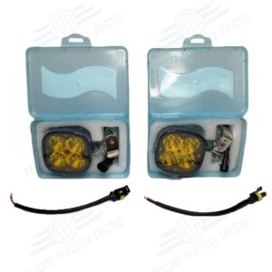 HJG Original 4 LED CREE 60W Fog Light Auxiliary Light For All Motorcycles With Yellow Filter Cap