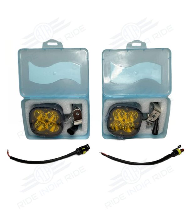 HJG Original 4 LED CREE 60W Fog Light Auxiliary Light For All Motorcycles With Yellow Filter Cap