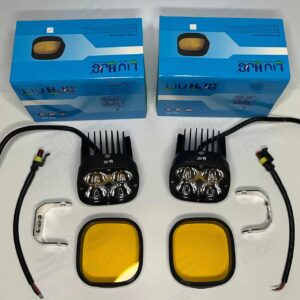 HJG Original 4 LED CREE 60W Fog Light Auxiliary Light For All Motorcycles With Yellow Filter Cap