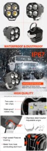 Super 4X4 Fog Lights Projector Spot LED 120W Square Dual Color White/Yellow (2Pcs)