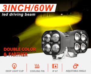 Super 4X4 Fog Lights Projector Spot LED 120W Square Dual Color White/Yellow (2Pcs)