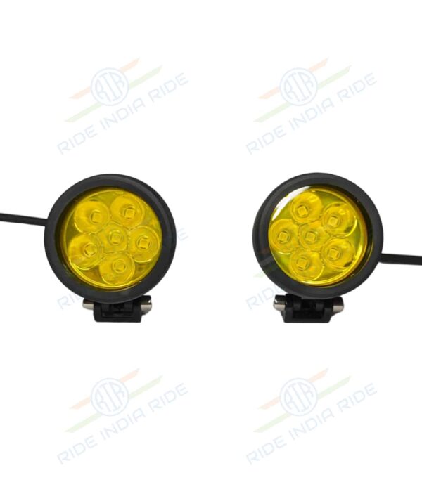 HJG L6X 60W CREE 6 LED Fog Light Auxiliary For Motorcycles With Yellow Filter (2 Pcs)