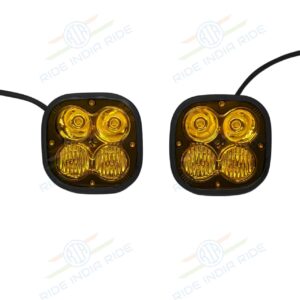 HJG 4 LED CREE 60W Combo Spot & Spread Fog Light For All Motorcycles With Yellow Filter Cap