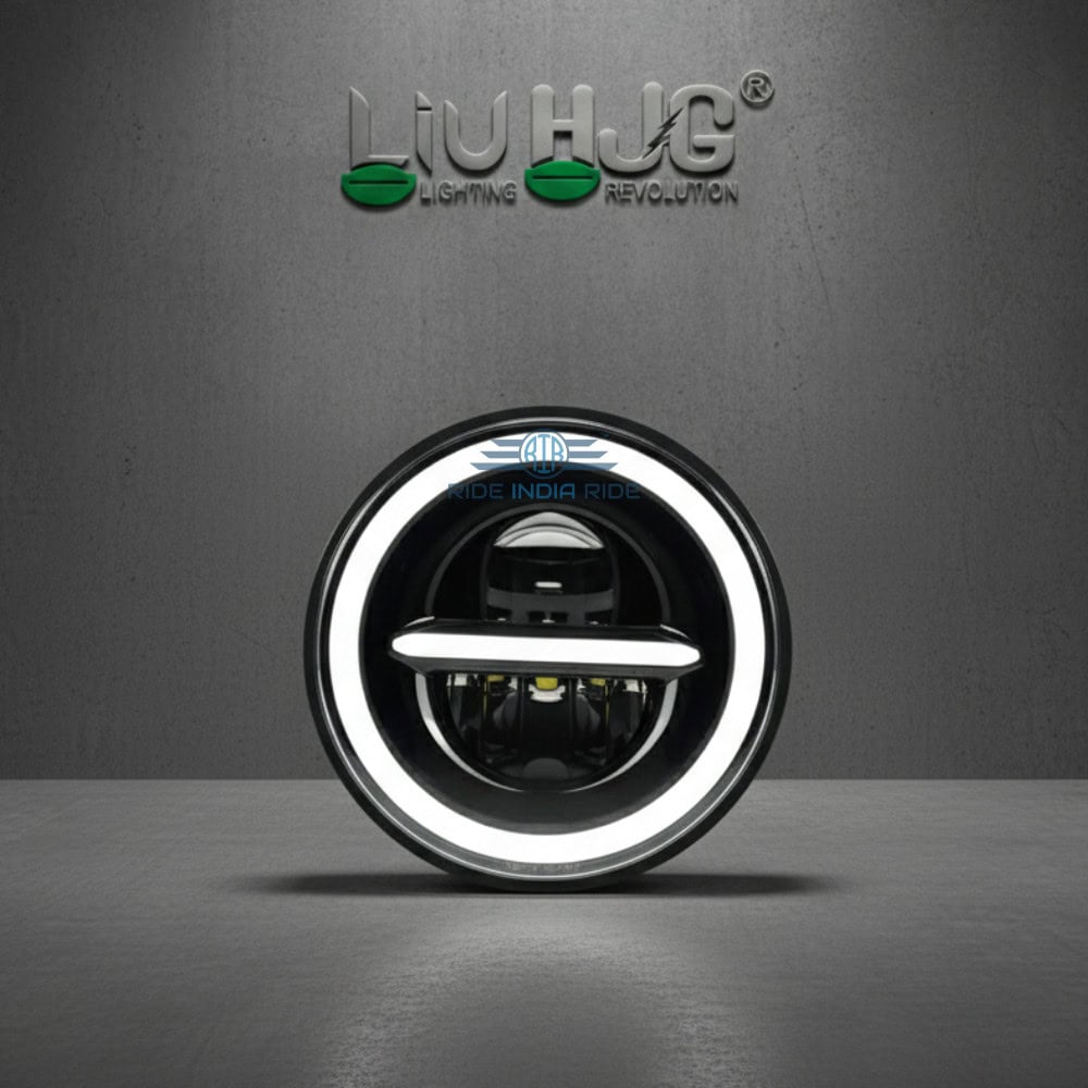 High-quality LED motorcycle headlight with sleek design, perfect for motorcycle enthusiasts; enhances visibility and safety for night riding.