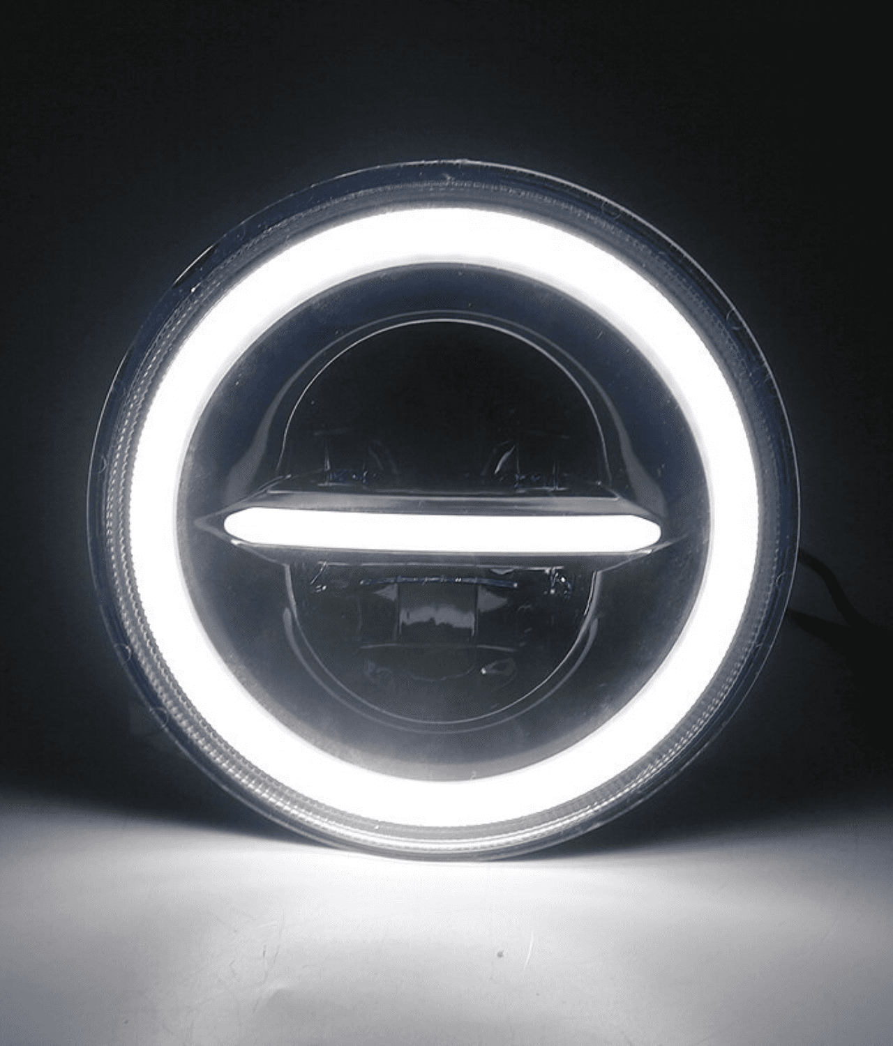 7 Inch HJG 90W Minus LED Headlight With DRL Ring Yellow/White