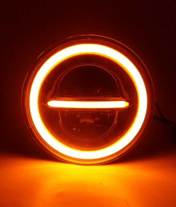 7 Inch HJG 90W Minus LED Headlight With DRL Ring Yellow/White