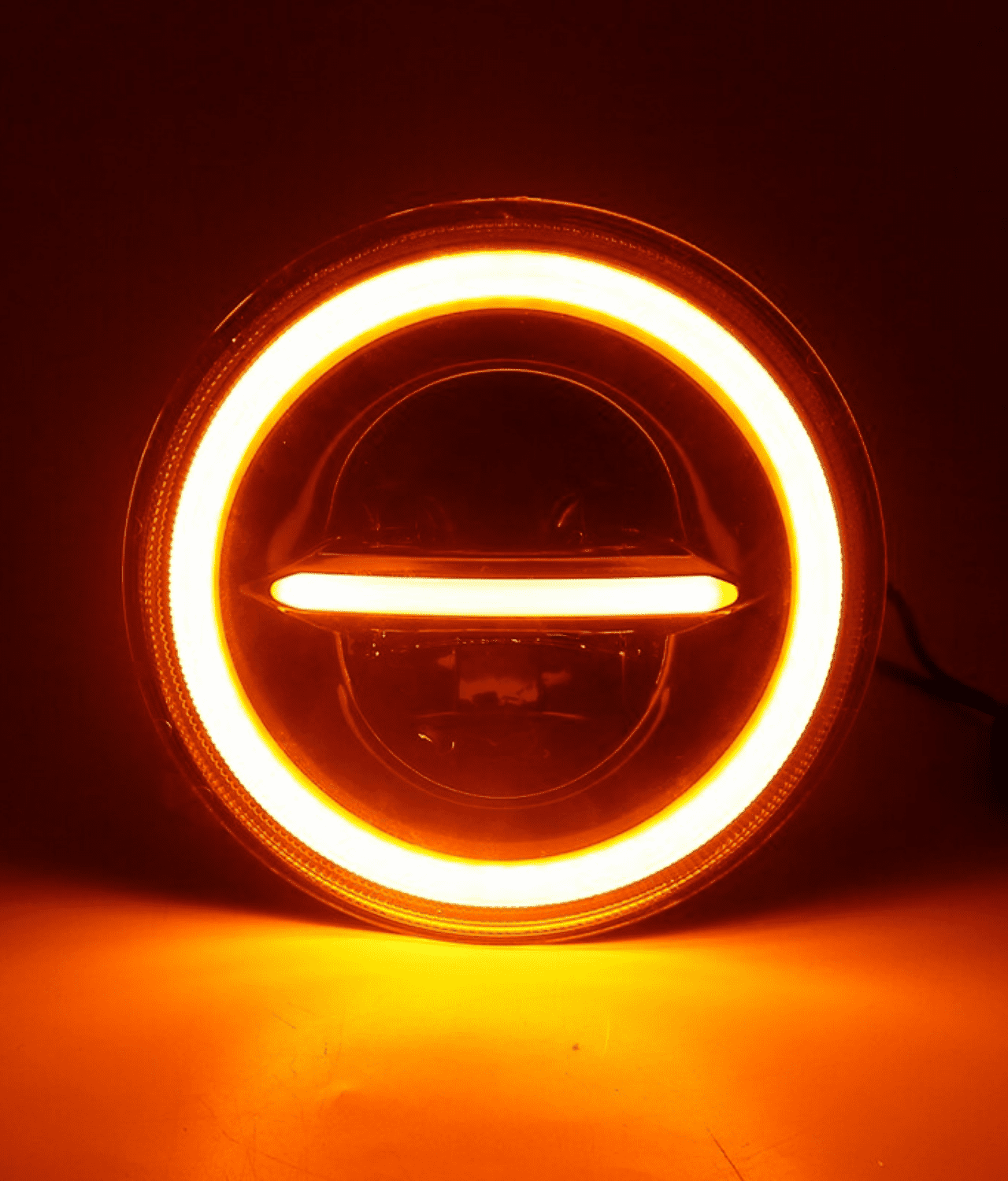 7 Inch HJG 90W Minus LED Headlight With DRL Ring Yellow/White