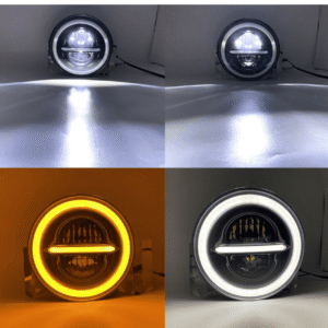 7 Inch HJG 90W Minus LED Headlight With DRL Ring Yellow/White