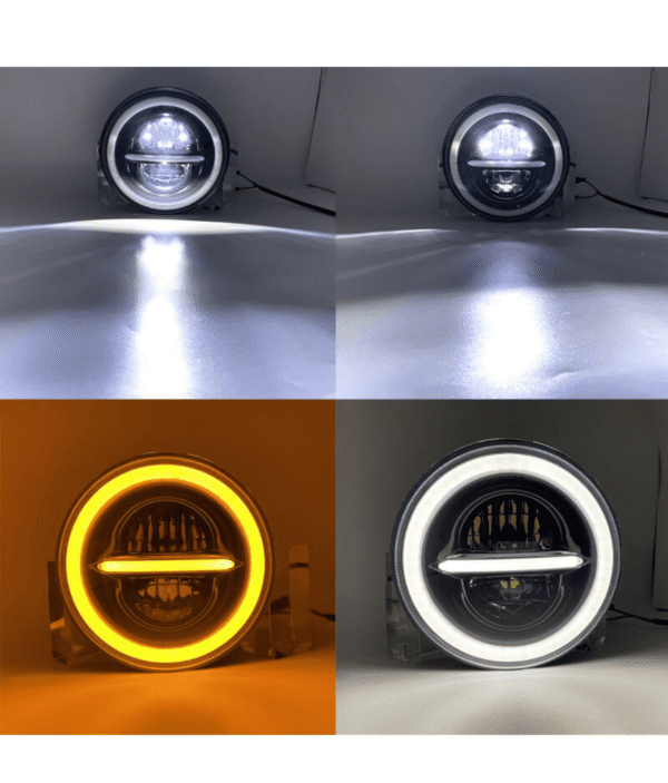 7 Inch HJG 90W Minus LED Headlight With DRL Ring Yellow/White