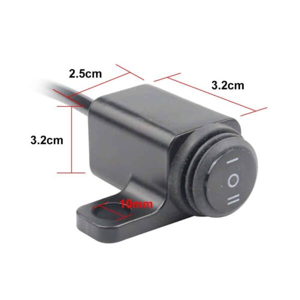 12V Motorcycle Mirror Mount 3 Way Switch 7/8" ON-OFF-ON Headlight Fog Light Switch