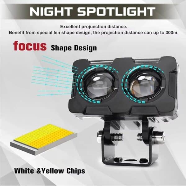 HJG Dual Shot 2 LED 40W Dual Intensity White/Yellow LED Fog Lights For All Motorcycles