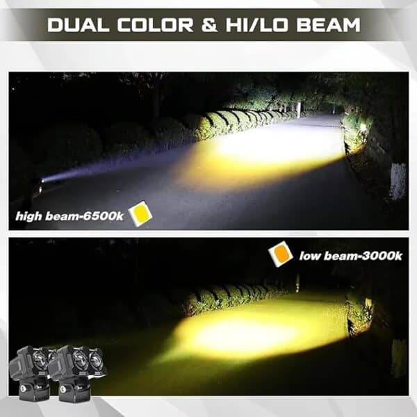 HJG Dual Shot 2 LED 40W Dual Intensity White/Yellow LED Fog Lights For All Motorcycles