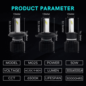RTD M02S Universal Motorcycle LED Headlight Bulbs H4 HS1 BA20D P15D H6 5000LM 9-80V 50Watts White 6500K High Low Beam