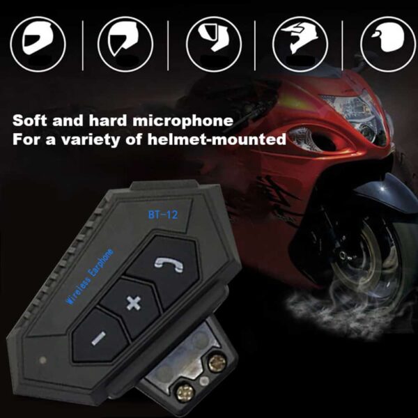 BT12 Wireless Headphone Speaker for Motorcycles Helmet Hands-Free Helmet Headset