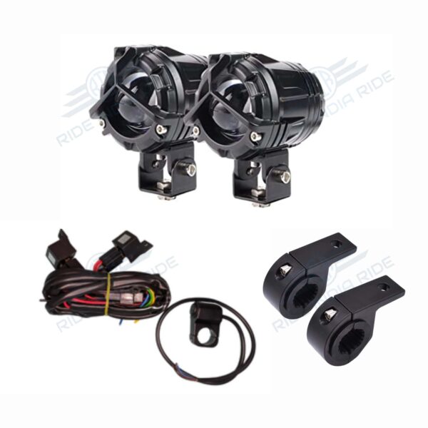 HJG Y Lens Ultra Wide Dual Intensity LED Driving Fog Lights White/Yellow With Wiring Harness Kit & Clamps - (Full Kit)