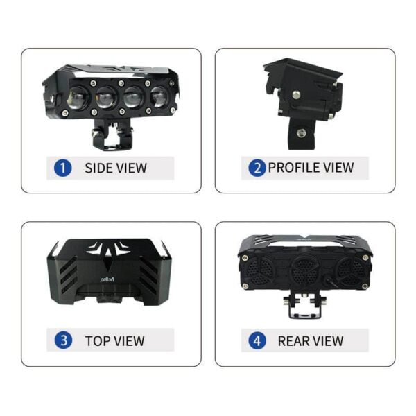 Bright motorcycle auxiliary LED lights for enhanced visibility and safety during rides.
