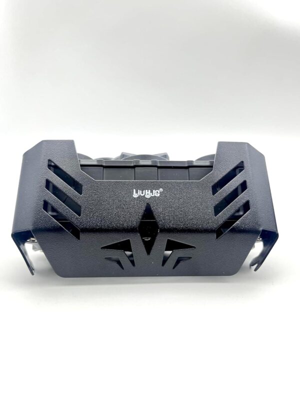 Durable black motorcycle phone holder with ventilation slots for Ride India Ride, perfect for secure, accessible device mounting on bikes during rides.