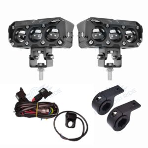 HJG Original Mega Drive 3 Lens Dual Color Yellow/White LED Fog Lights With Wiring Harness & Clamps (Full Kit)