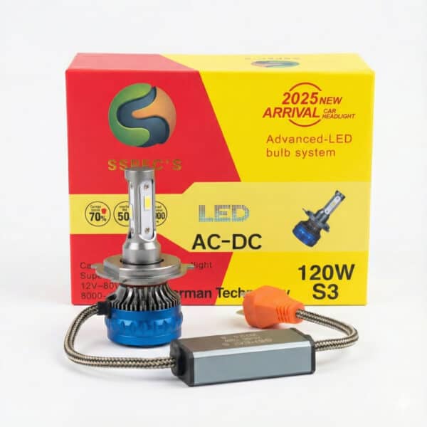 SSpecs 120W Super Bright H4 LED Motorcycle Headlight Bulb (6000 Lumens, 8000 RPM Cooling Fan) – Universal Fit