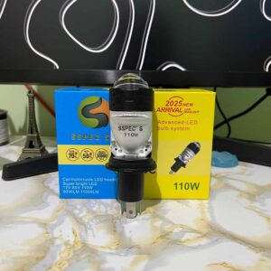 LED headlight bulb for motorcycles and cars, 110W, high brightness, energy-efficient, long-lasting, ideal for improved visibility and safety on the road. Perfect for vehicle upgrades and replacements.