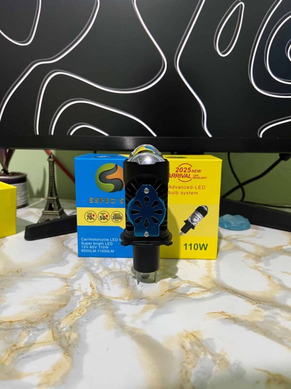 High Power LED motorcycle headlight bulb with advanced cooling system for safe and bright night riding. Perfect upgrade for motorcycle headlights with 110W super bright LED technology for enhanced visibility.