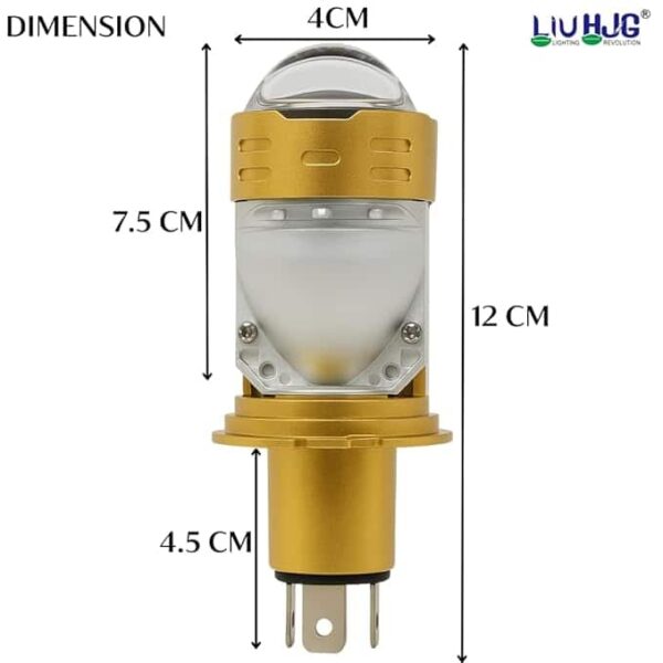High-quality LED motorcycle indicator light with durable gold and silver finish, measuring 12cm high for enhanced visibility and safety during rides.