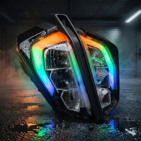KTM Duke Bluetooth RGB DRL Kit – 140+ Modes, App Controlled Headlight Modification (Duke 160/200/250/390)