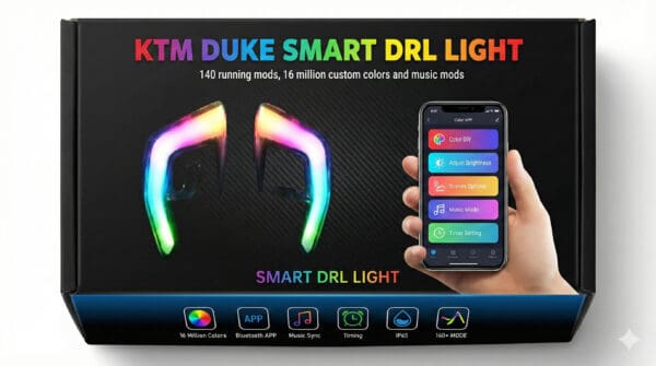 KTM Duke Bluetooth RGB DRL Kit – 140+ Modes, App Controlled Headlight Modification (Duke 160/200/250/390)