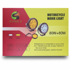 Alternative view of SSpecs Motorcycle Work Light Round 7-LED 70W White+Yellow+Green (Pack of 2) (With Wiring Harness)
