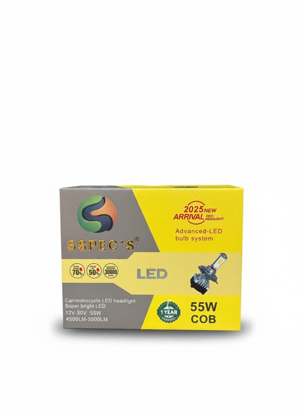 SSpecs 55W H4COB LED Headlight Bulb for Car & Motorcycle | 4500–5500 Lumens | 12V–80V | - Image 2