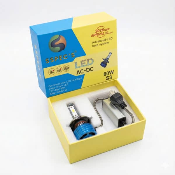 SSpecs 80W H4 LED Headlight Bulb – Universal for Car & Motorcycle