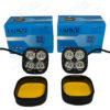 HJG Original 4 LED CREE 60W Fog Light Auxiliary Light For All Motorcycles With Yellow Filter Cap