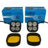 HJG Original 4 LED CREE 60W Fog Light Auxiliary Light For All Motorcycles With Yellow Filter Cap