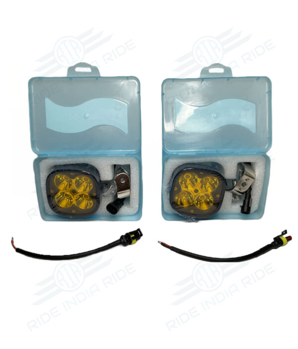 HJG Original 4 LED CREE 60W Fog Light Auxiliary Light For All Motorcycles With Yellow Filter Cap