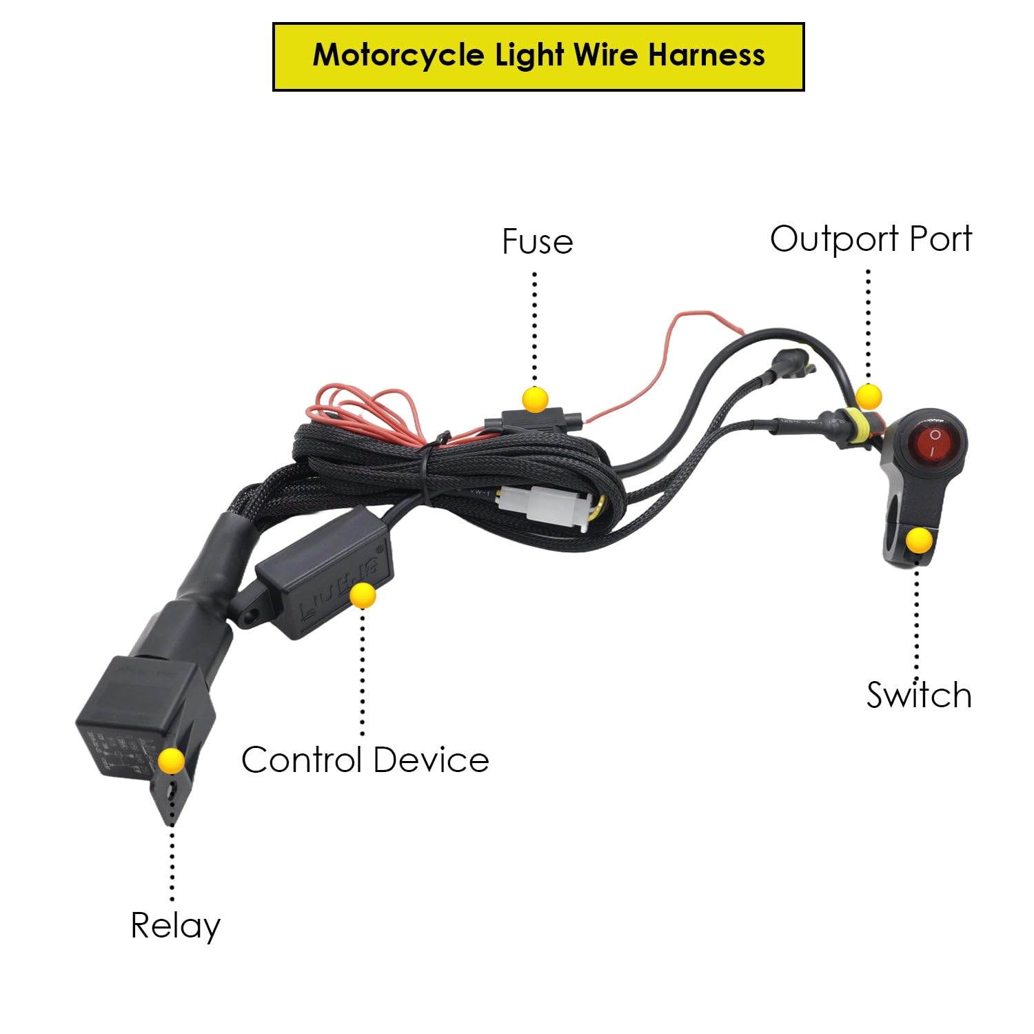SSPECS Motorcycle Work Light Round 7-LED White+Yellow+Green (Pack of 2) (With Wiring Harness) - Image 3