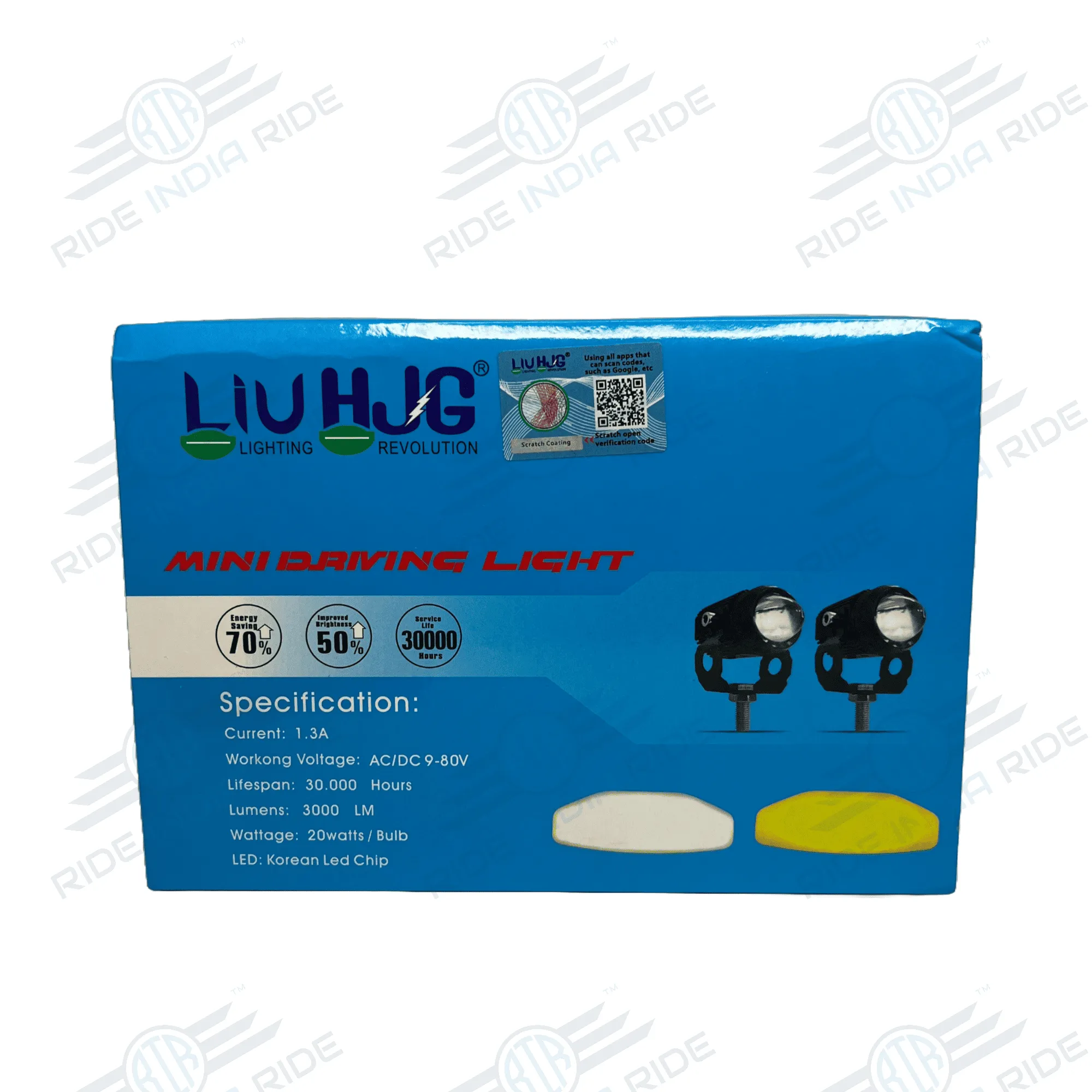 Original Liu HJG Mini Driving Fog Lights 40W Dual Colour For All Motorcycle/Scooters/Cars/Jeeps (Pair)