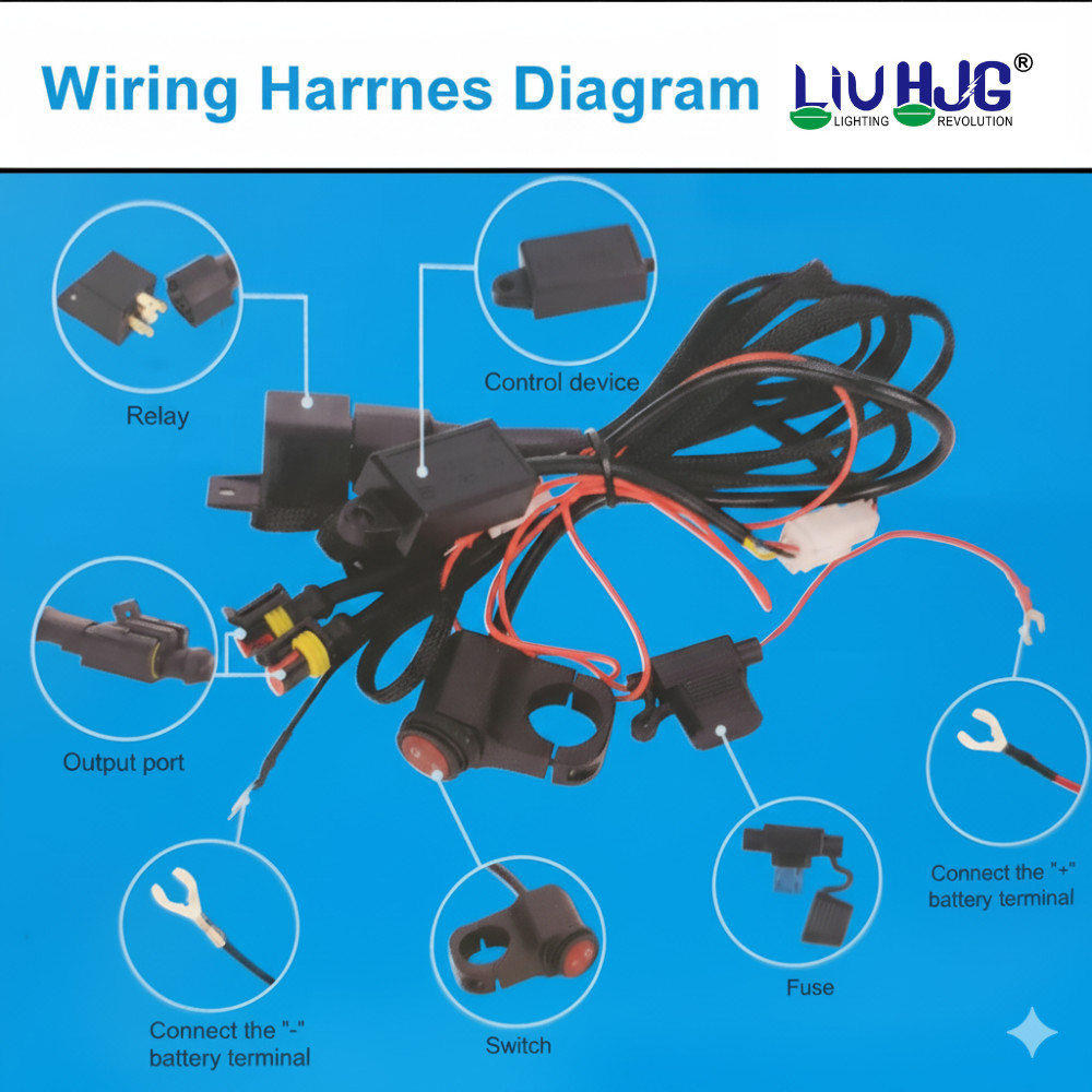 LIU HJG Fog Light Wiring Harness Kit Relay/Switch/Fuse/Flasher