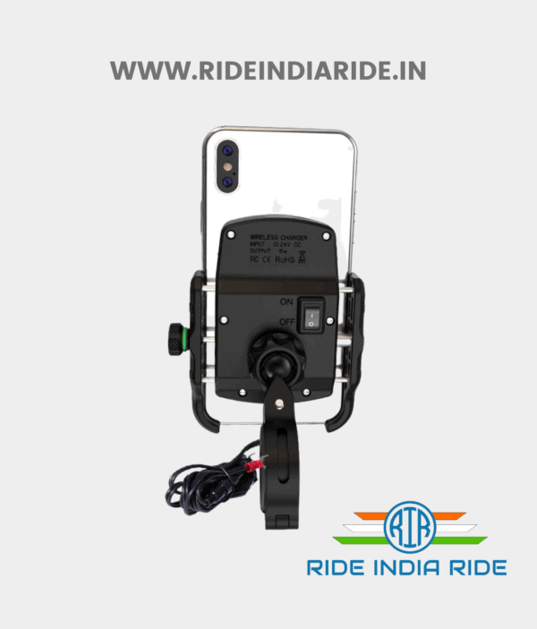 RIDE INDIA RIDE R9 Jaw-Grip Mobile Holder For Bike/Motorcycle/Scooter With 15W Wireless Charger