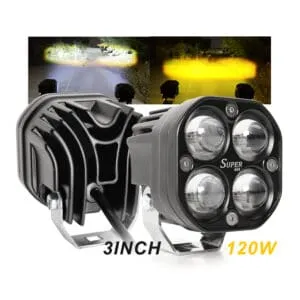 Super 4X4 Fog Lights Projector Spot LED 120W Square Dual Color White/Yellow (2Pcs)