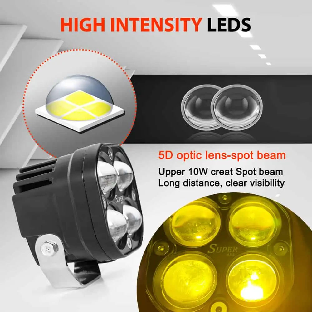 Super 4X4 Fog Lights Projector Spot LED 120W Square Dual Color White/Yellow (2Pcs)