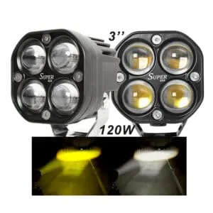 Super 4X4 Fog Lights Projector Spot LED 120W Square Dual Color White/Yellow (2Pcs)