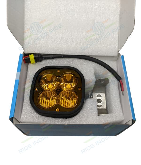 HJG 4 LED CREE 60W Combo Spot & Spread Fog Light For All Motorcycles With Yellow Filter Cap