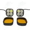HJG 4 LED CREE 60W Combo Spot & Spread Fog Light For All Motorcycles With Yellow Filter Cap