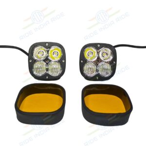 HJG 4 LED CREE 60W Combo Spot & Spread Fog Light For All Motorcycles With Yellow Filter Cap