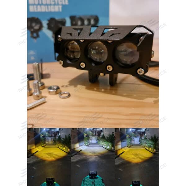 HJG Mega Drive 3 Lens Dual Color Yellow/White LED Fog Lights (2 Pcs)