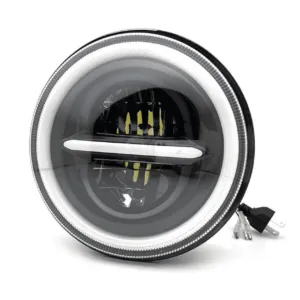 7 Inch HJG 90W Minus LED Headlight With DRL Ring Yellow/White