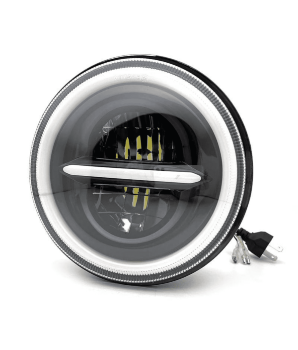 7 Inch HJG 90W Minus LED Headlight With DRL Ring Yellow/White