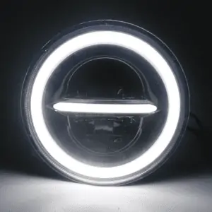 7 Inch HJG 90W Minus LED Headlight With DRL Ring Yellow/White