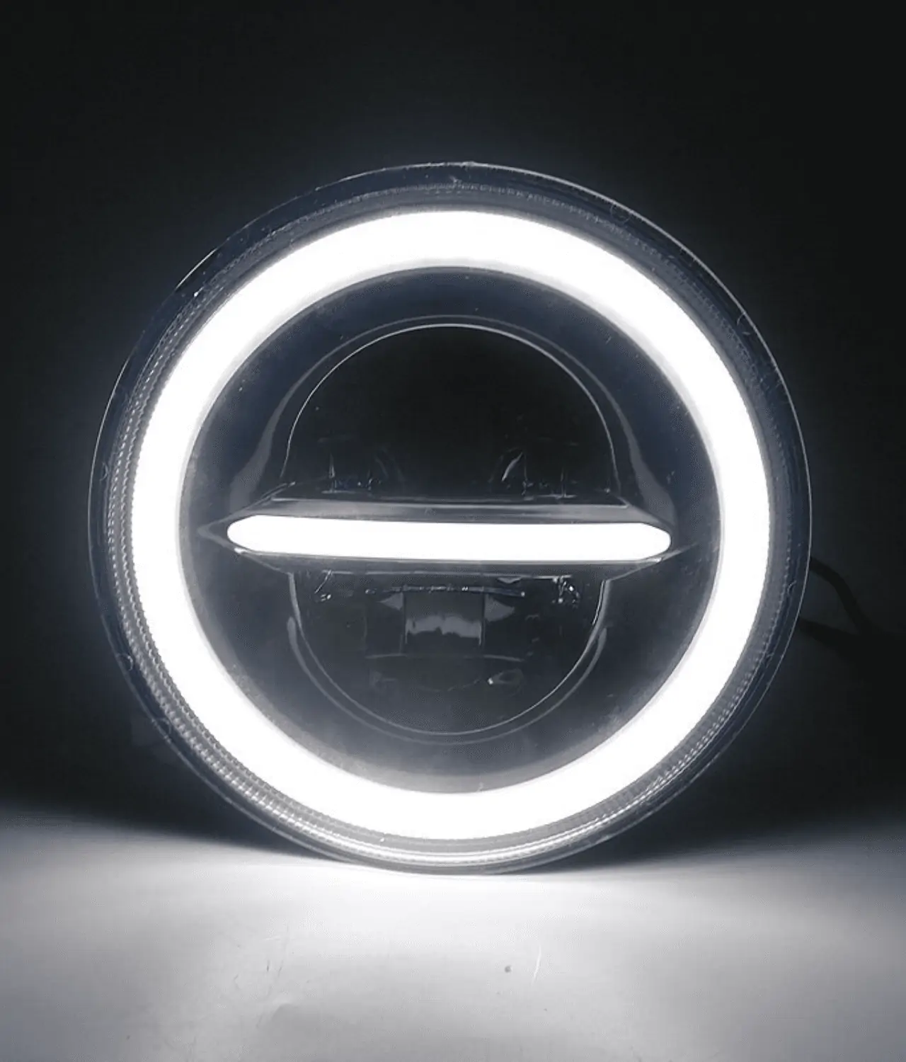 7 Inch HJG 90W Minus LED Headlight With DRL Ring Yellow/White