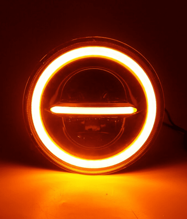 7 Inch HJG 90W Minus LED Headlight With DRL Ring Yellow/White